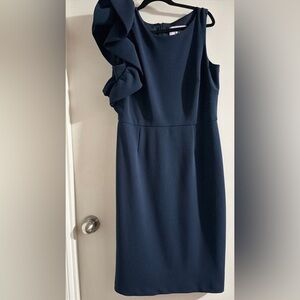 JS Collections One Shoulder Navy Dress. Gently used.